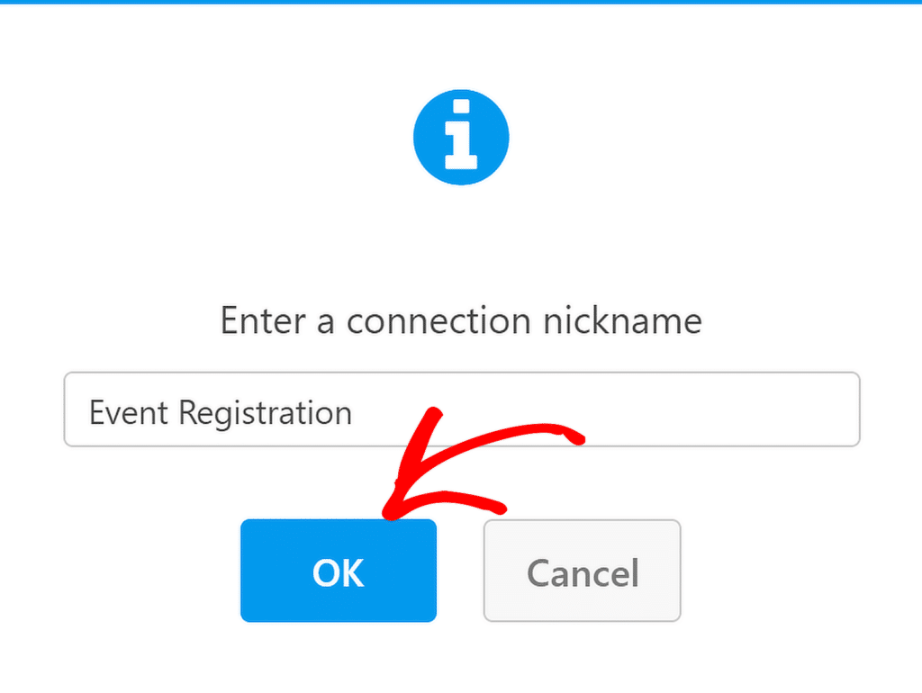ป้อนชื่อเล่นการเชื่อมต่อ - WPForms enter connection nickname