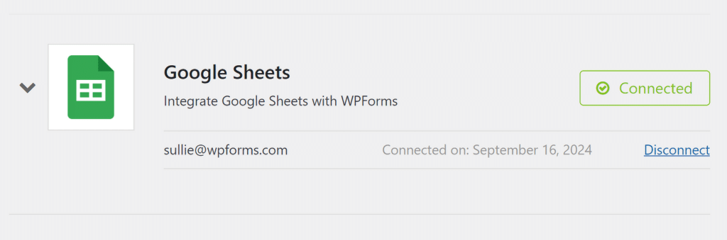 เชื่อมต่อ Google ชีตแล้ว - WPForms google sheets connected