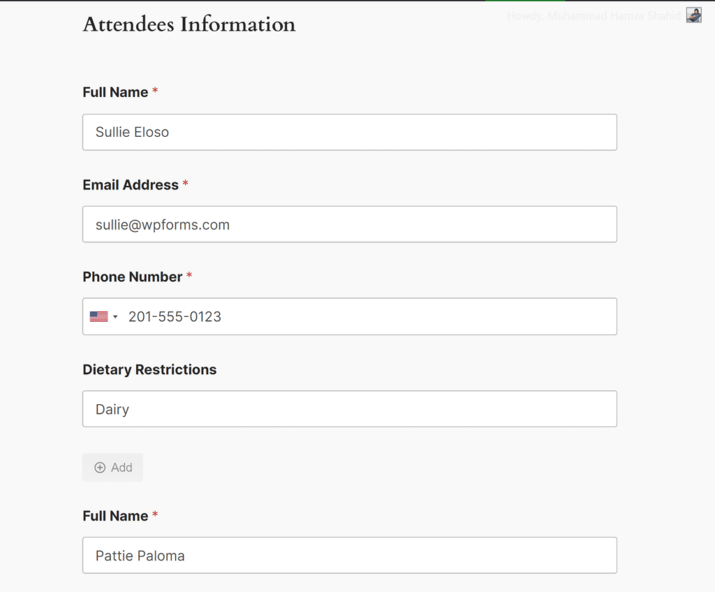 รายการทดสอบ - WPForms test entry