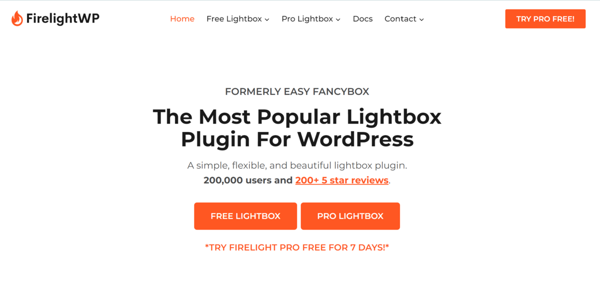 Witryna internetowa wtyczki Firelight Lightbox.