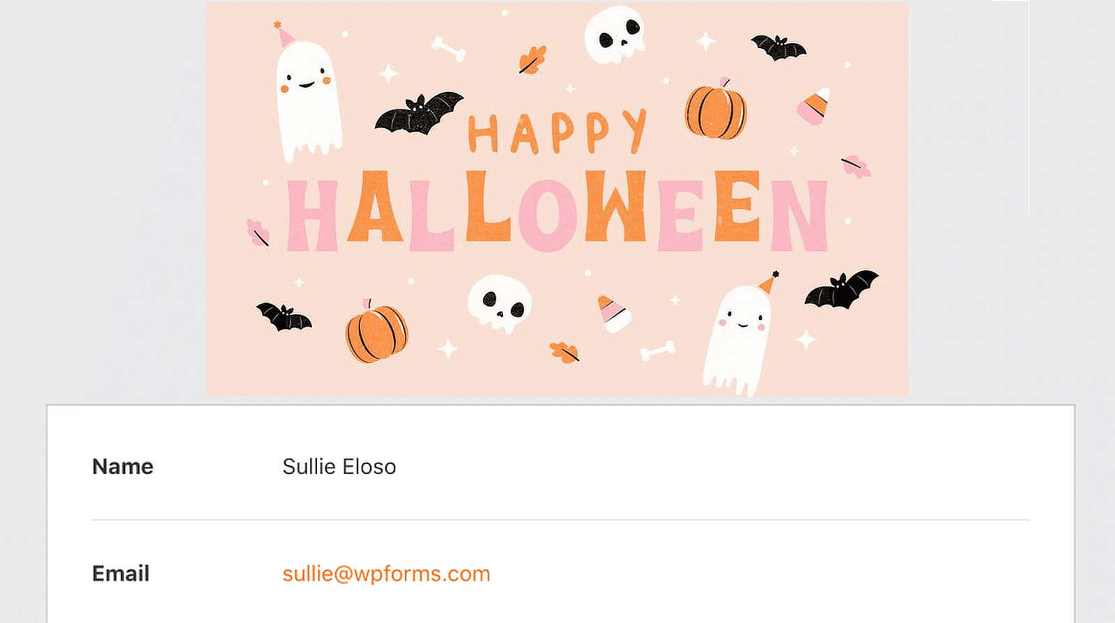 Cadılar Bayramınız Kutlu Olsun E-postası - WPForms happy halloween email