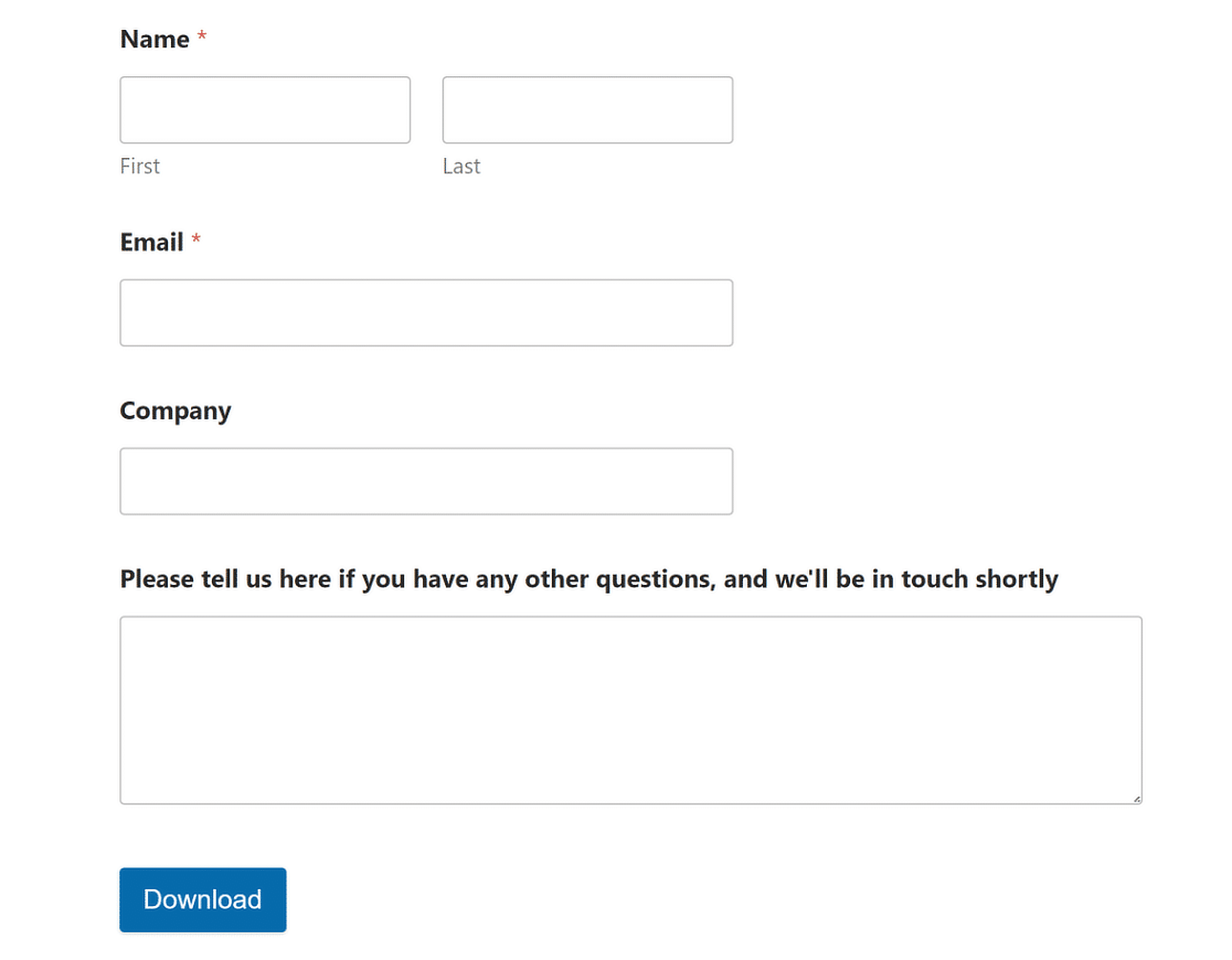 Solicitați e-mail pentru a descărca fișierul - WPForms require email to download file