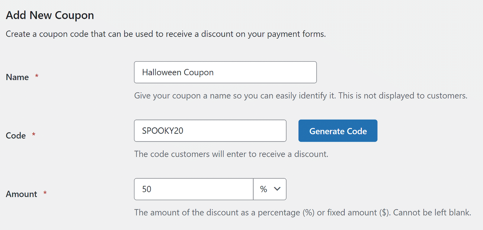 Cupon de Halloween - WPForms halloween coupon