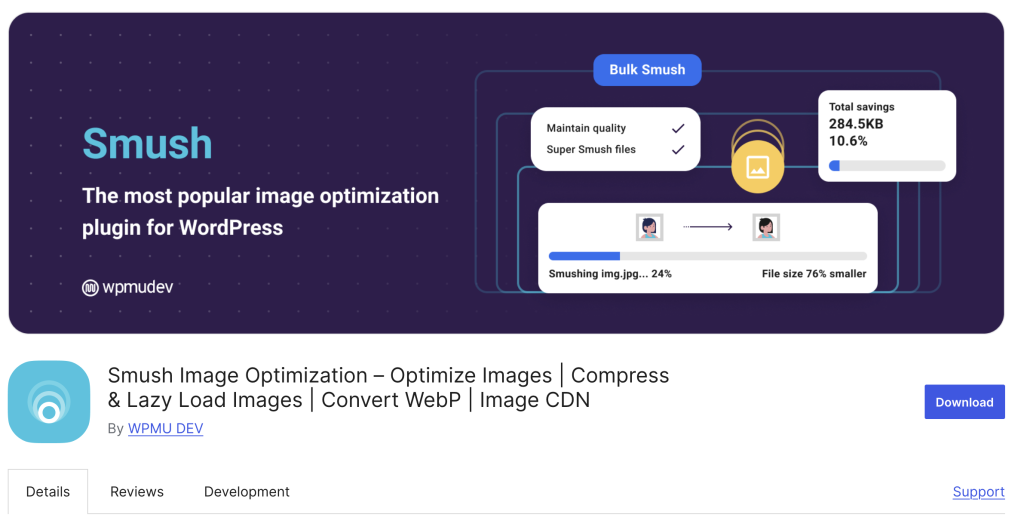 6 meilleurs plugins d'optimisation de code pour votre site Web WordPress 7 Smush Image Optimisation Plugin