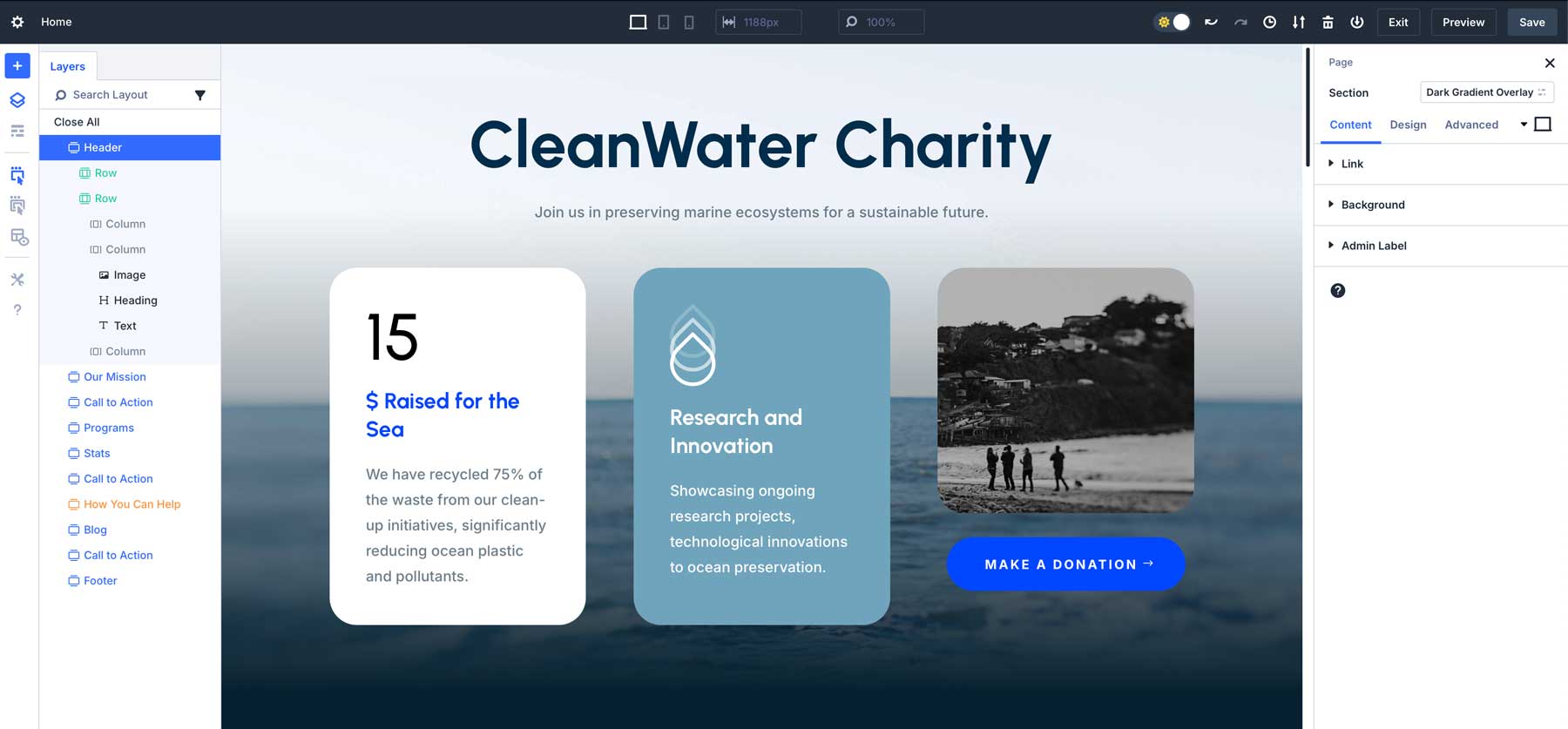 Divi 5 Visual Builder의 도킹 패널