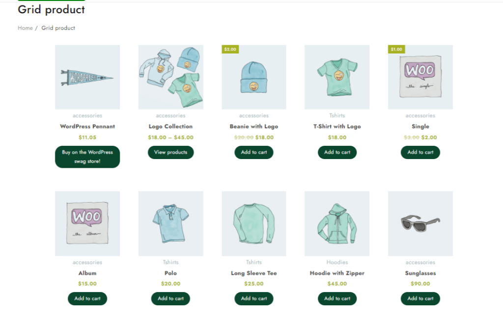 WooCommerce にグリッド製品を追加するにはどうすればよいですか? 13 grid product preview