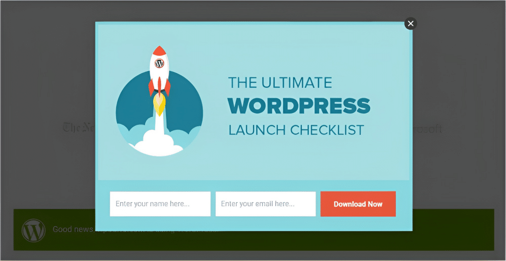 WordPress의 종료 의도 팝업 예제 - WPForms Exit Intent popup example in WordPress