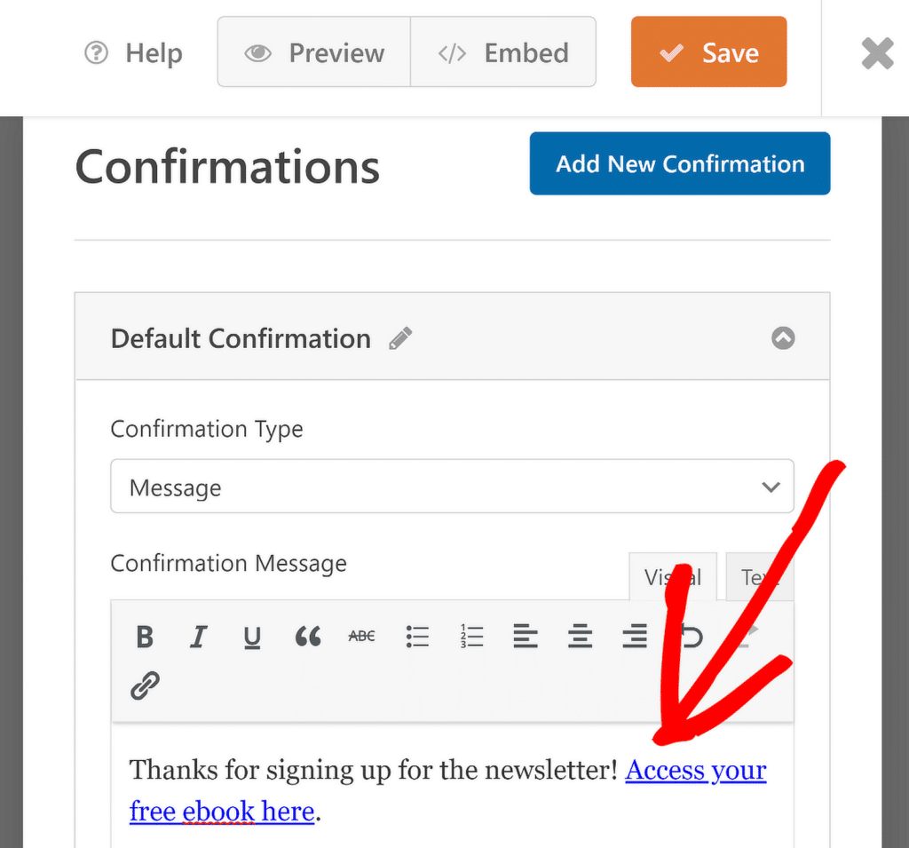 確認リンク - WPForms confirmation link