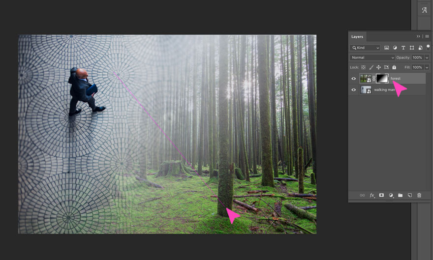 Screenshot der Photoshop-Aktion zur Verlaufsebenenmaske