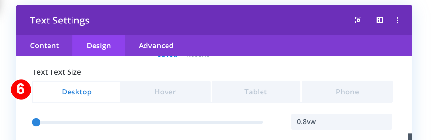 dimensione o texto para desktop