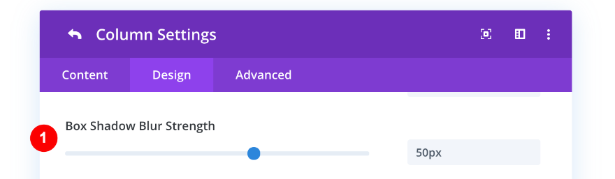 ajustar a intensidade do desfoque da sombra da caixa na coluna dois