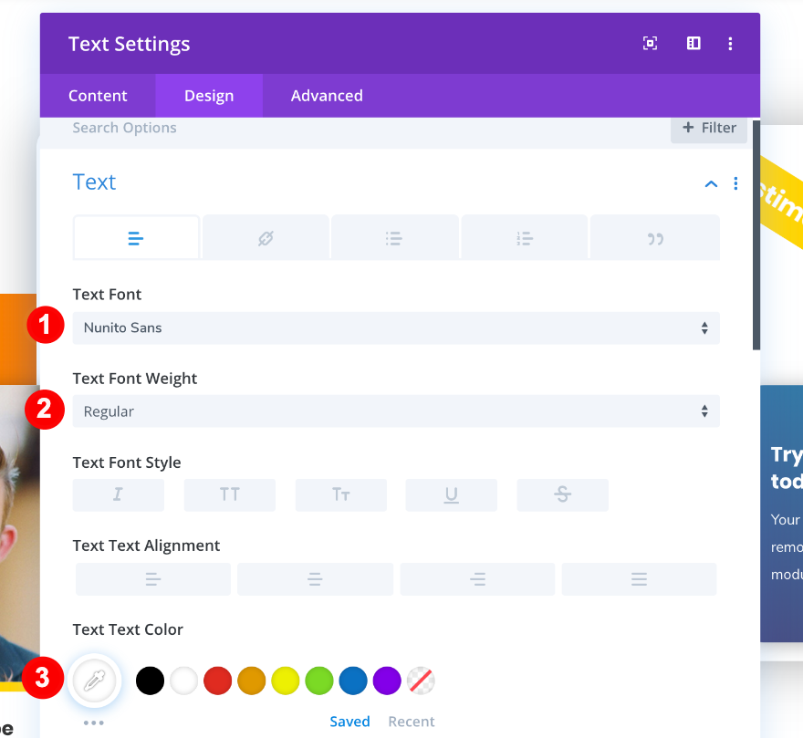 estilize o conteúdo na coluna três da caixa de texto