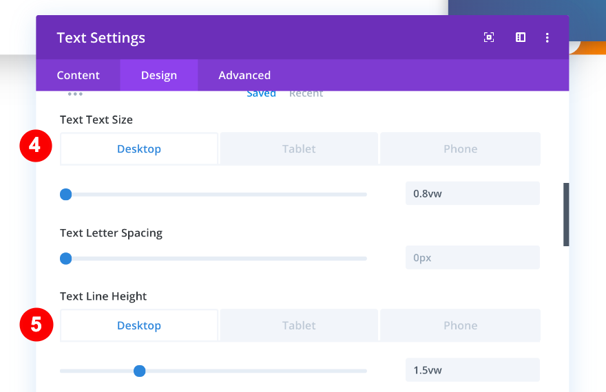 tamanho do texto desktop coluna três