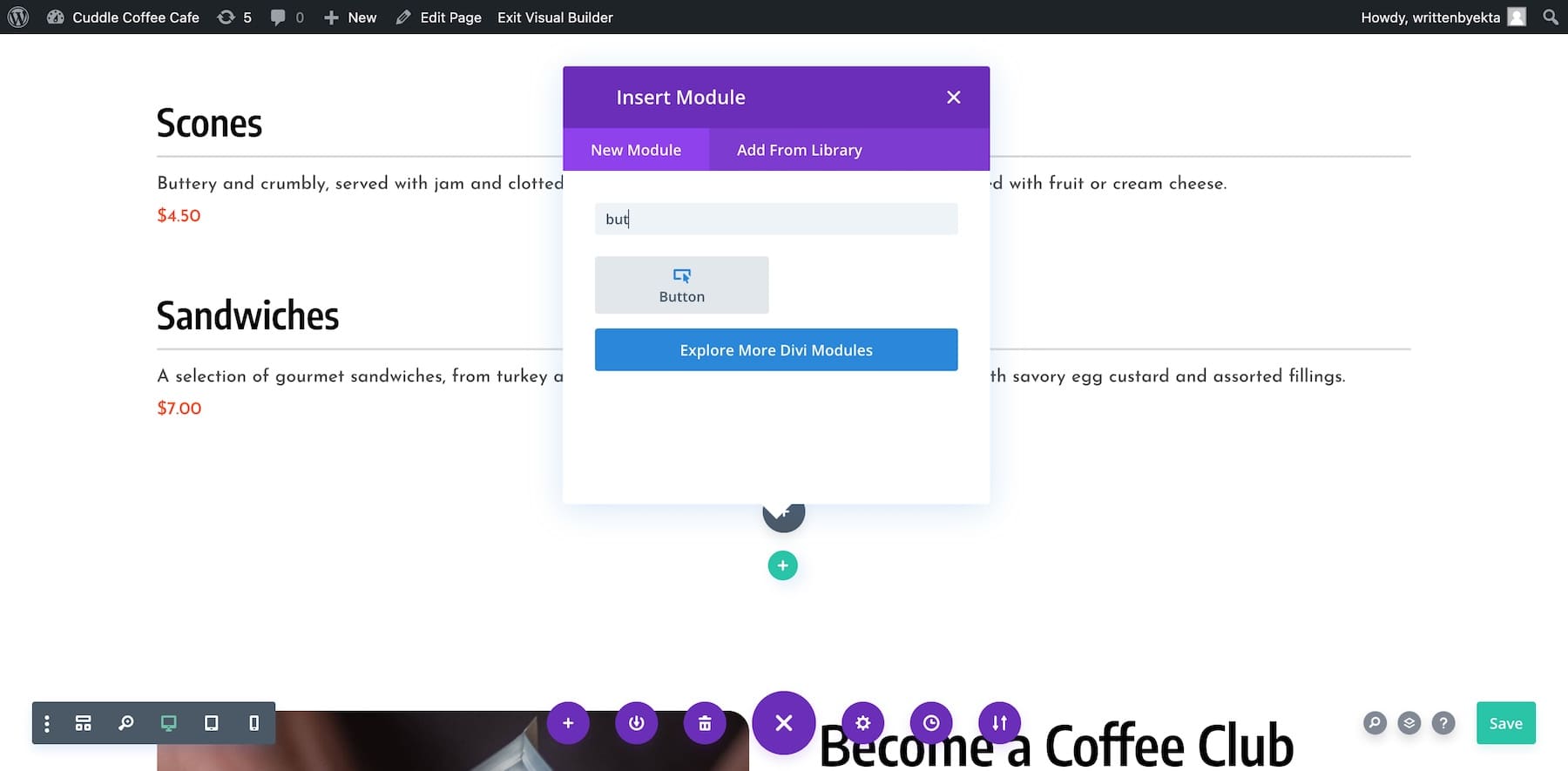 adicionar módulo de botão