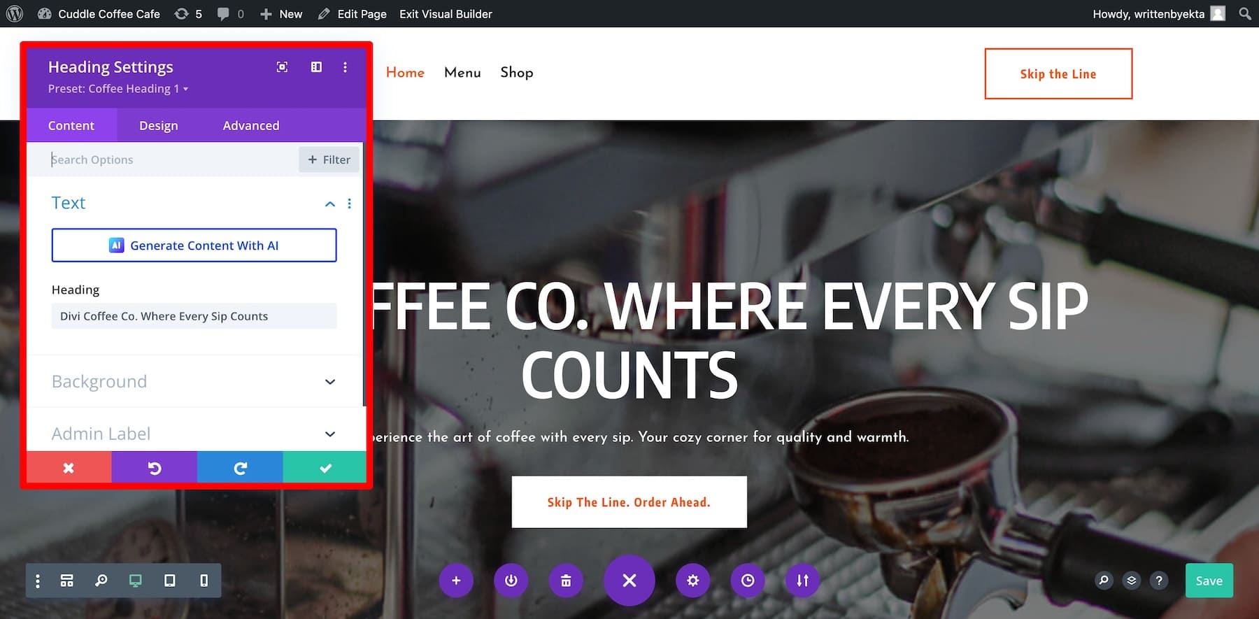 personalizando usando o divi builder