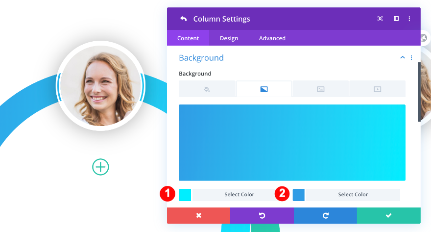 قم بتغيير لون الخلفية في إعدادات العمود