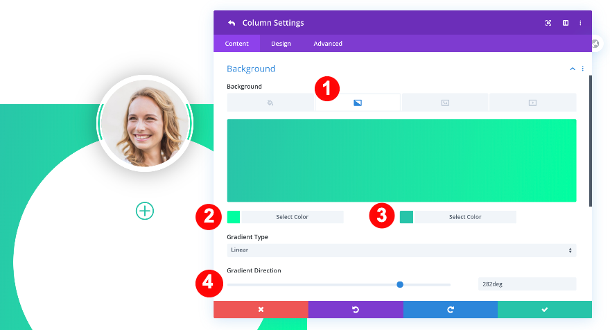 اضبط خلفية العمود