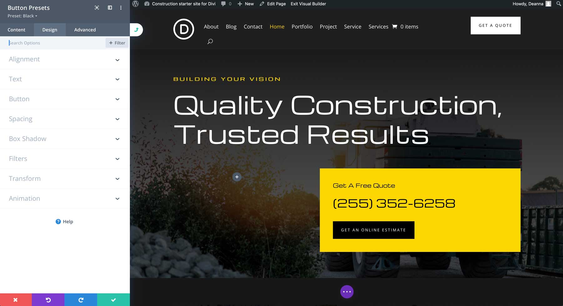 Divi 施工起始点
