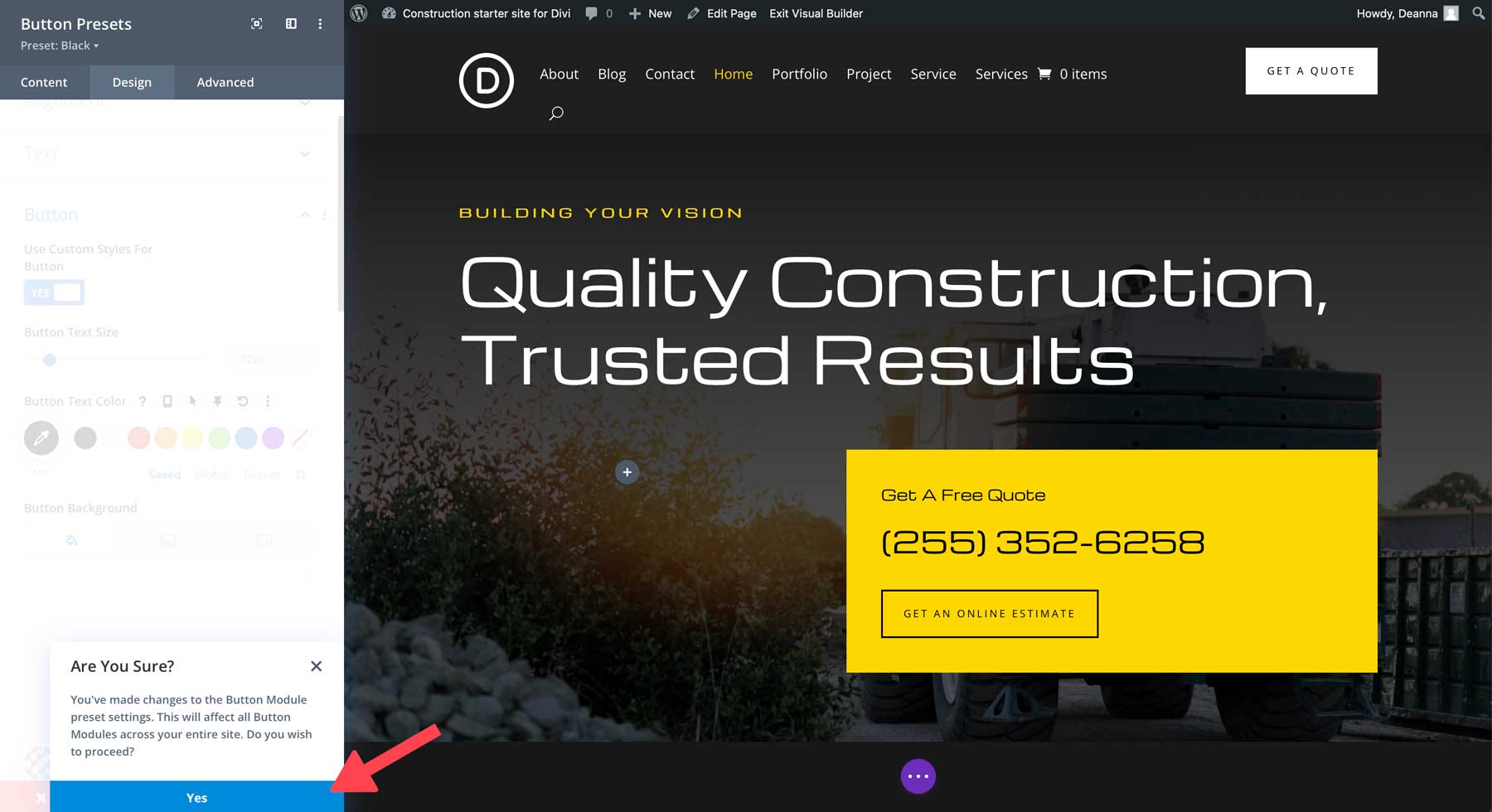 Divi 施工起始点
