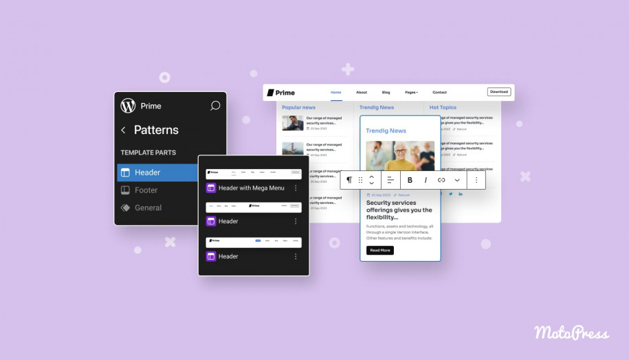 Bagian templat WordPress.