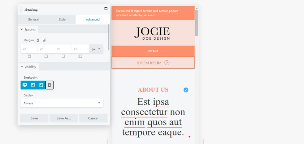 Konfigurowanie ustawień widoczności w Beaver Builder
