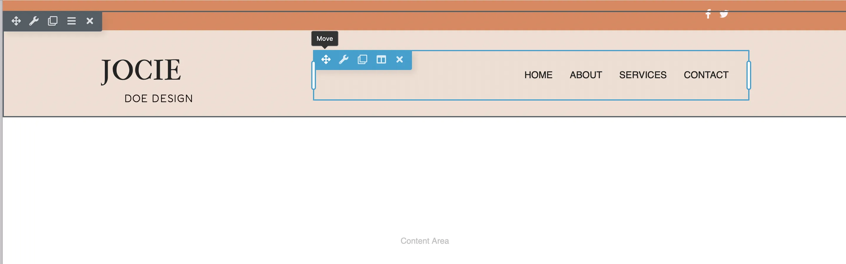 إنشاء رؤوس وتذييلات باستخدام موضوع القندس؛ نقل وحدات Beaver Builder في رأسك