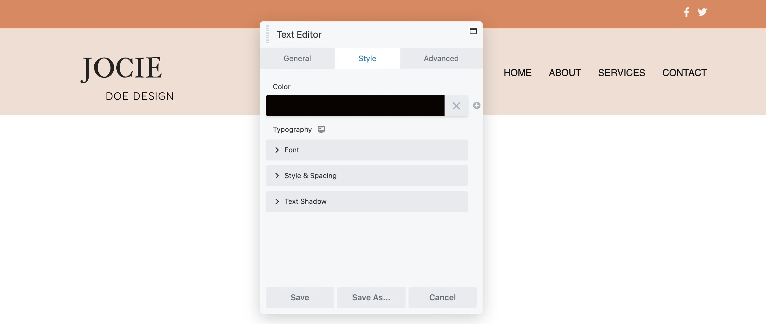 إنشاء رؤوس وتذييلات باستخدام موضوع القندس؛ تحرير محرر النصوص الخاص بك في Beaver Builder