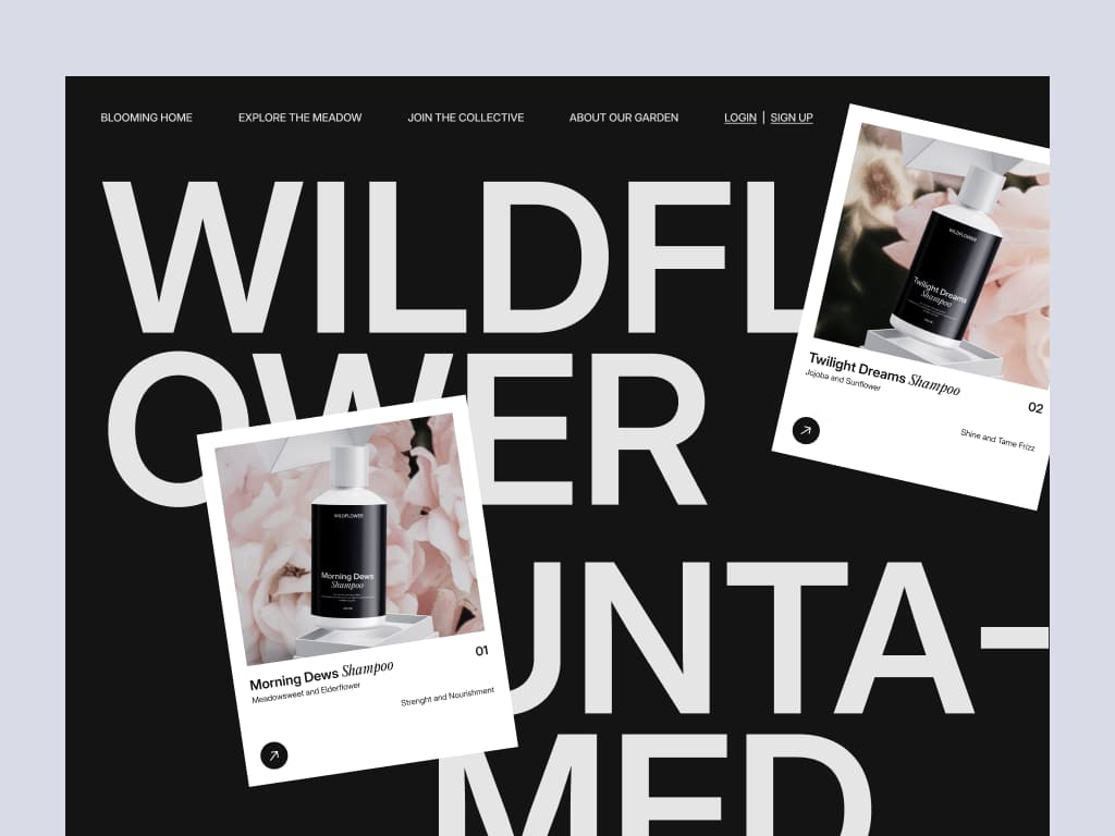 Um exemplo de web design maximalista por Soft Boy no Dribbble