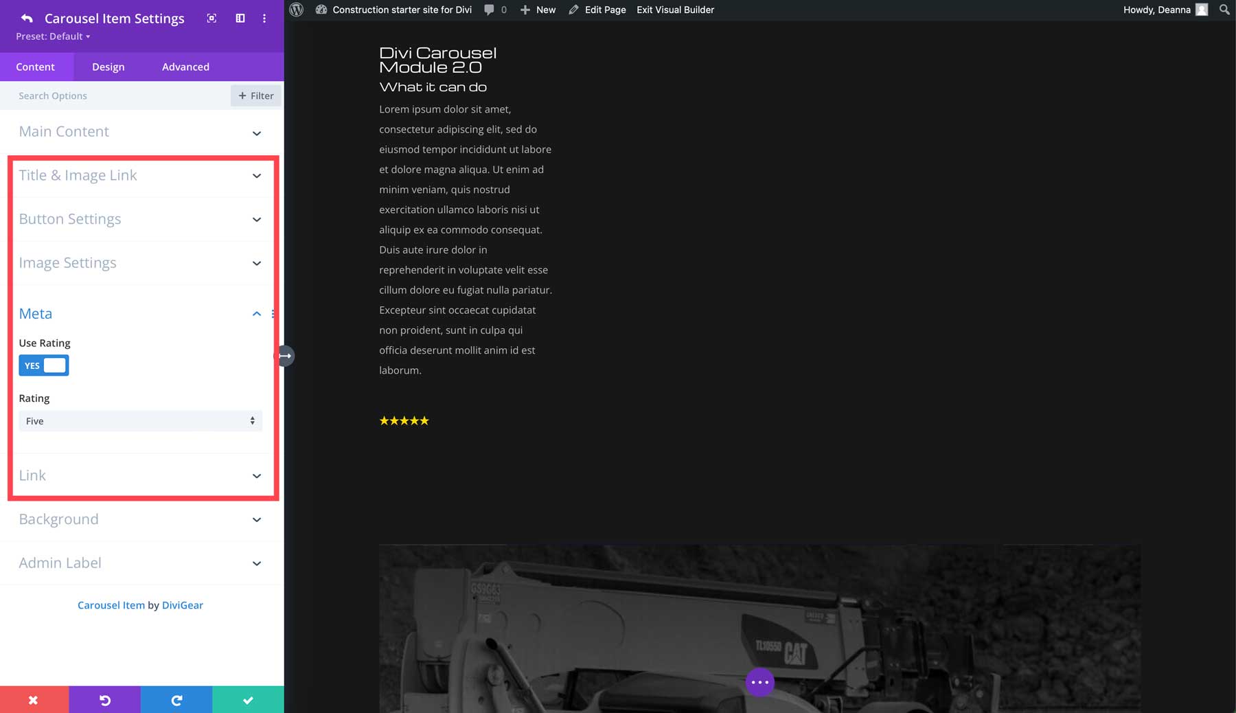 Media sosial dan peringkat Modul Divi Carousel