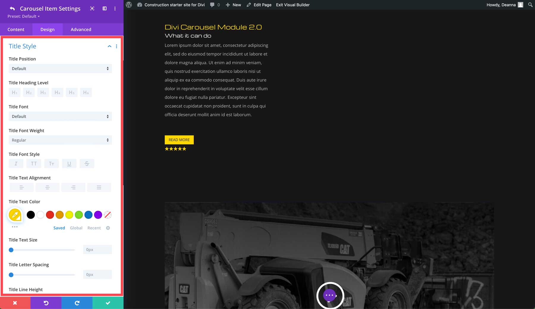 Rancang slide individual dengan Divi Carousel 2.0