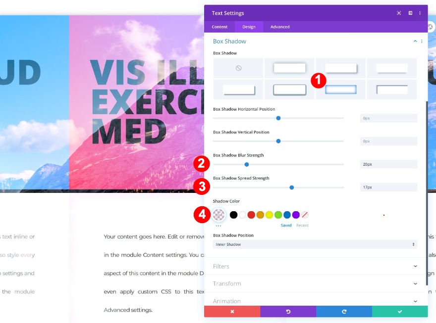 reglați al doilea modul de text din coloana a doua