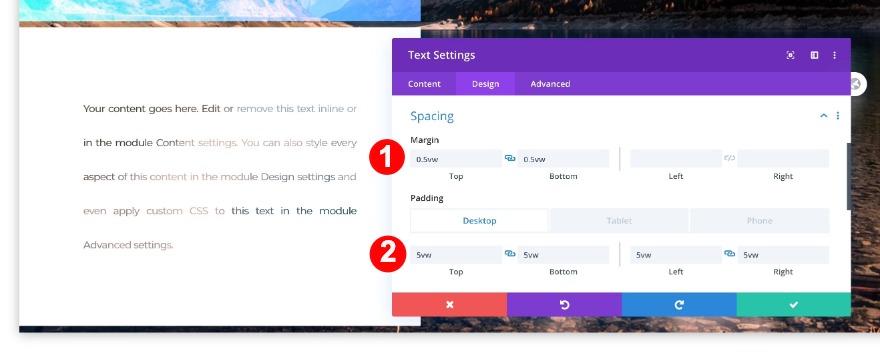 spațierea celui de-al doilea modul de text