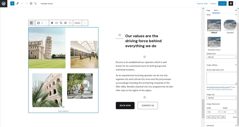 wordpress blok editörü tur teması