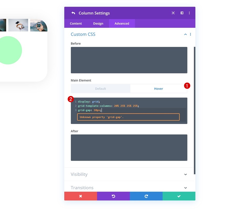 griglie al passaggio del mouse