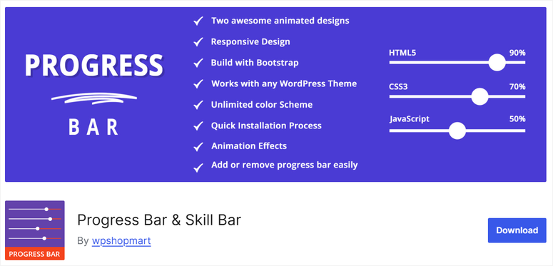 barre de progression et barre de compétences - IsItWP - Détecteur de thème WordPress gratuit progress bar and skill bar