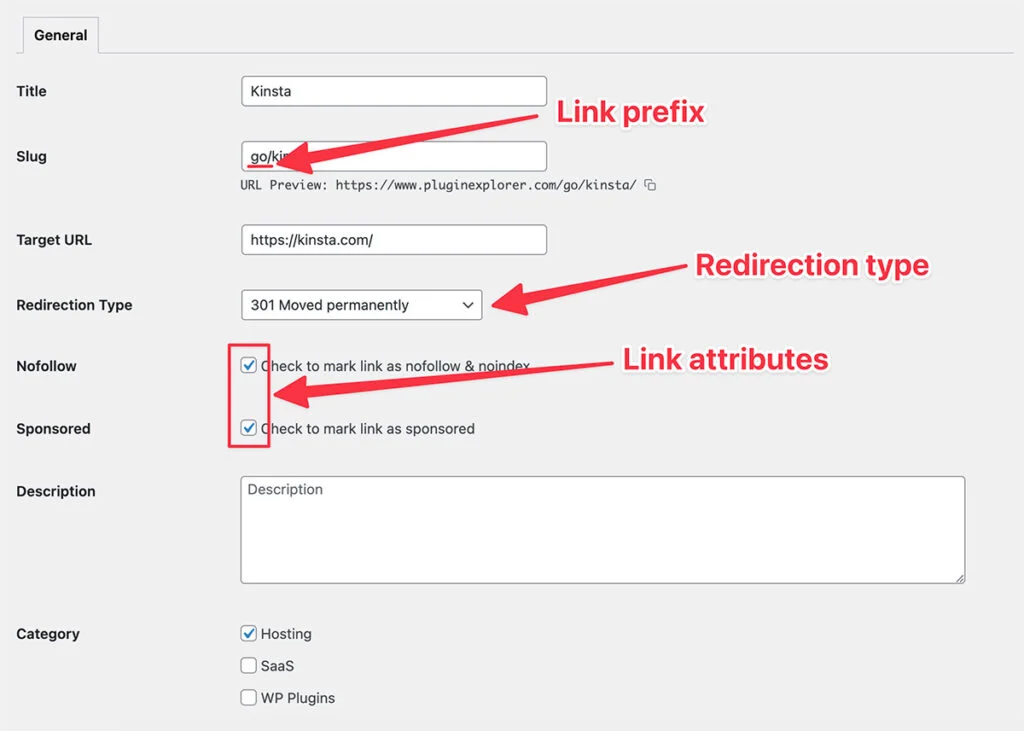 Écran d’édition de lien sur ClickWhale