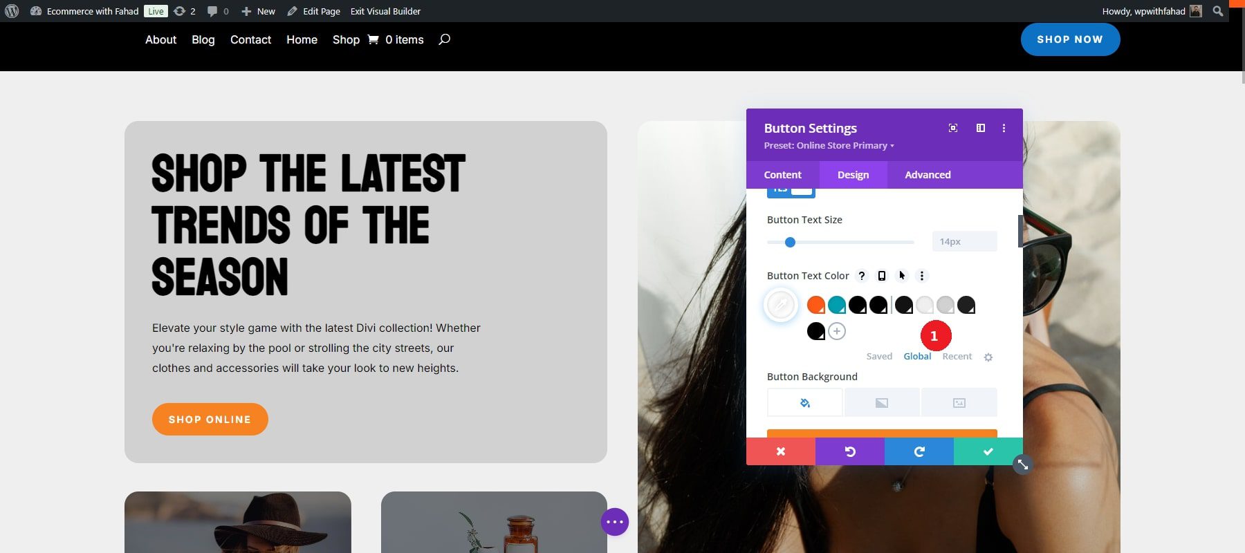divi 电子商务按钮全局颜色