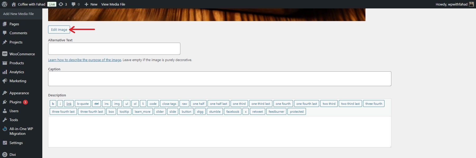wordpress modifier l'image