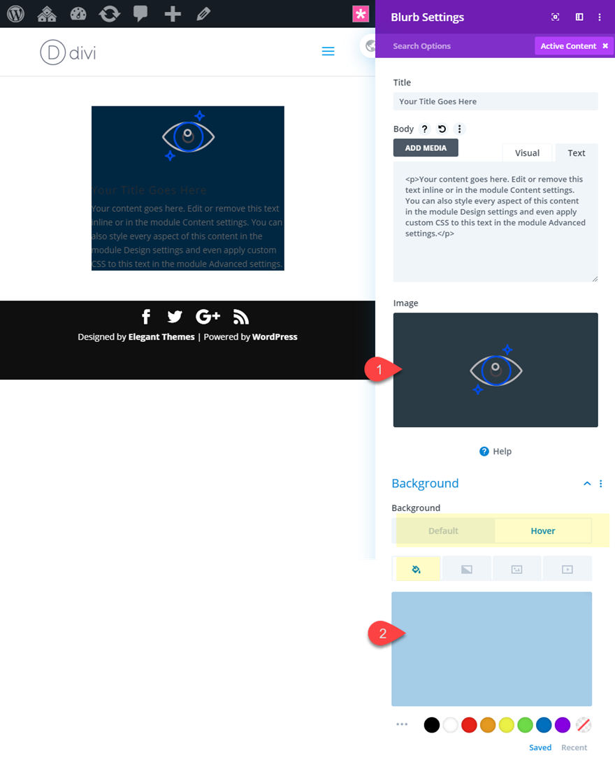 attivare gli effetti al passaggio del mouse