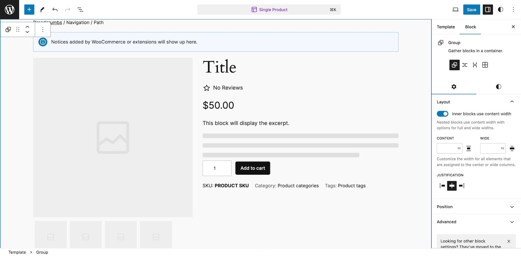 mengedit template produk dengan blok woocommerce