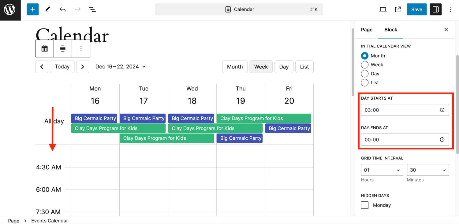 一日は、WordPress 用 MotoPress Events Calendar プラグインの設定から始まります。