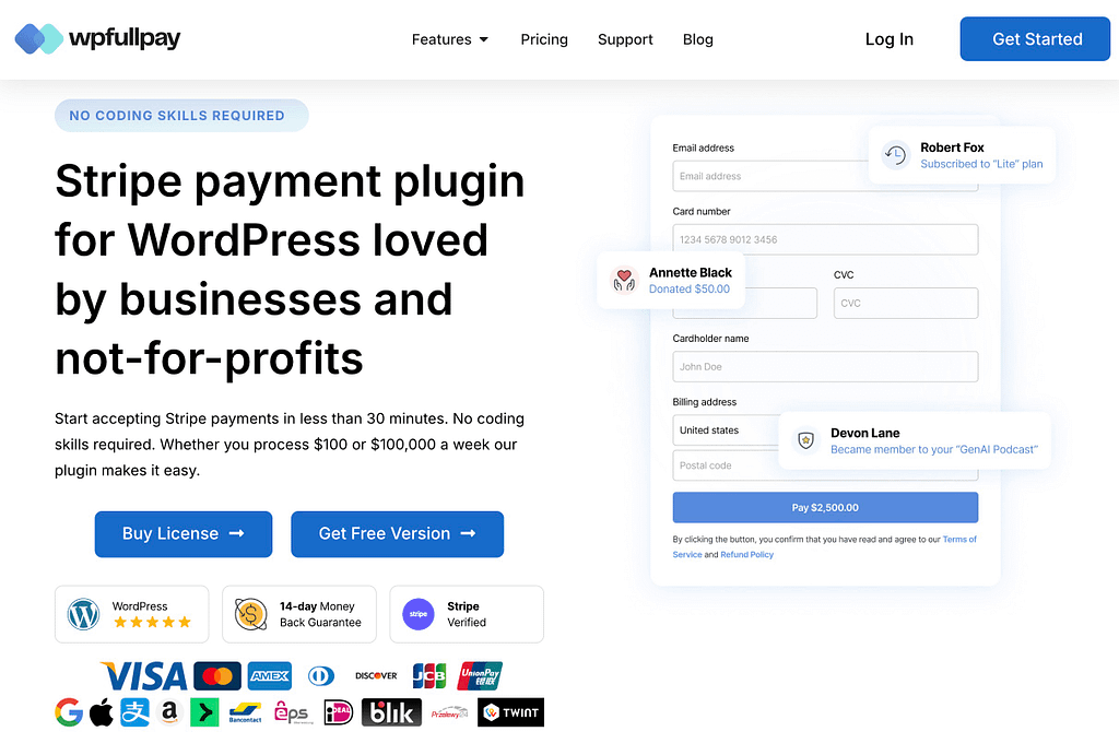 WP Full Pay 플러그인 웹사이트