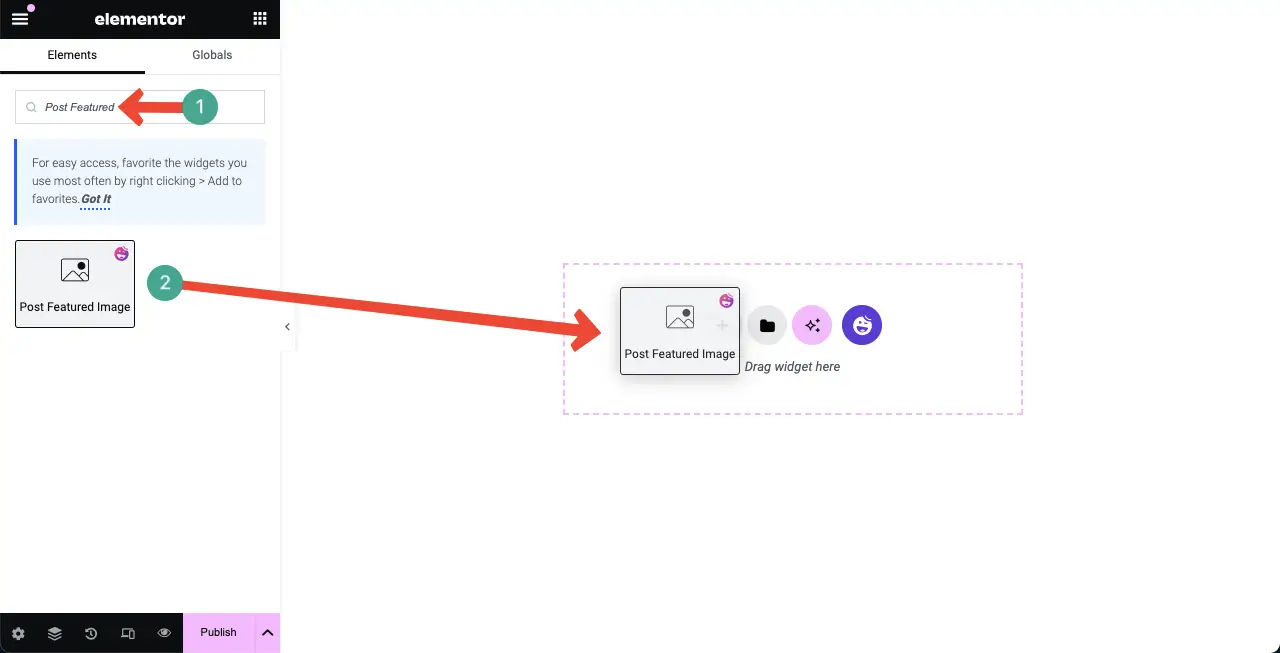 Cómo utilizar el widget Elementor Loop Grid en WordPress con HappyAddons 6 Add the Post Featured Image to create the Loop Grid Template