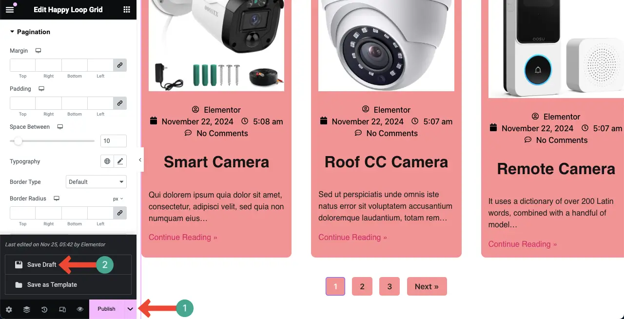 Cómo utilizar el widget Elementor Loop Grid en WordPress con HappyAddons 31 Preview the changes in the Loop Grid widget