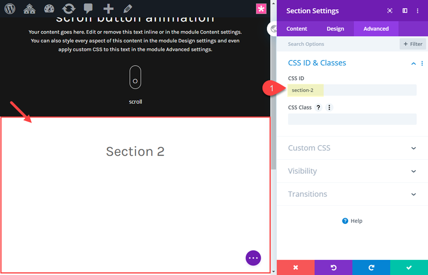 divi animasyonlu kaydırma düğmesi tasarımları