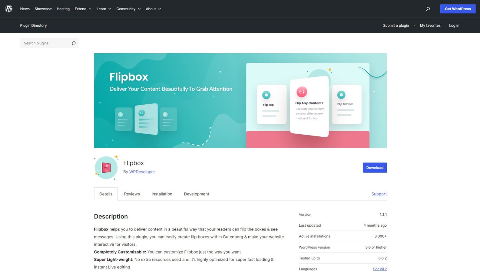 Imagem do Flipbox, um dos plugins flip box do WordPress, com diversas configurações de personalização.