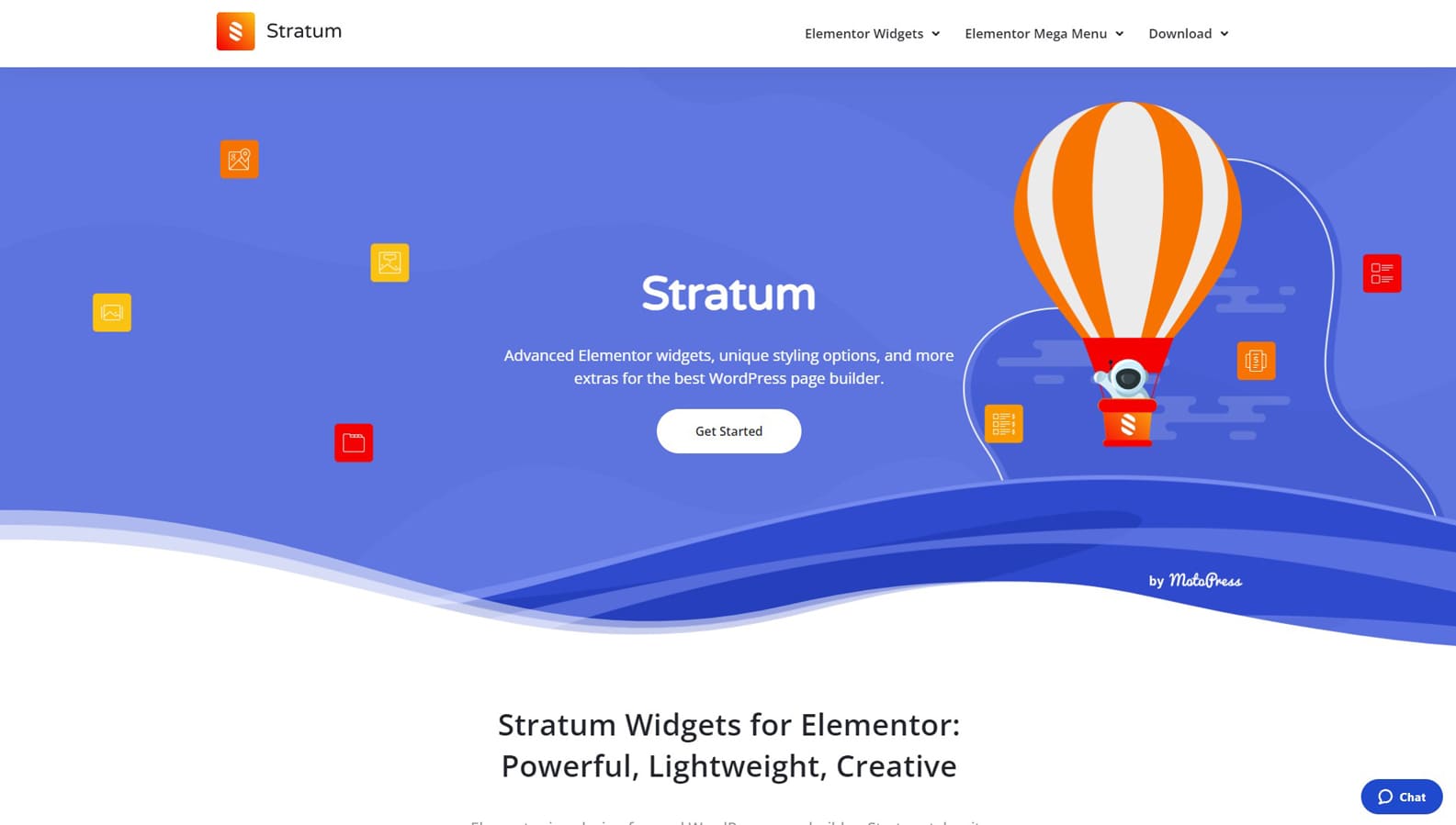 Imagem do Stratum, um dos plug-ins flip box do WordPress com mais de 28 widgets Elementor.