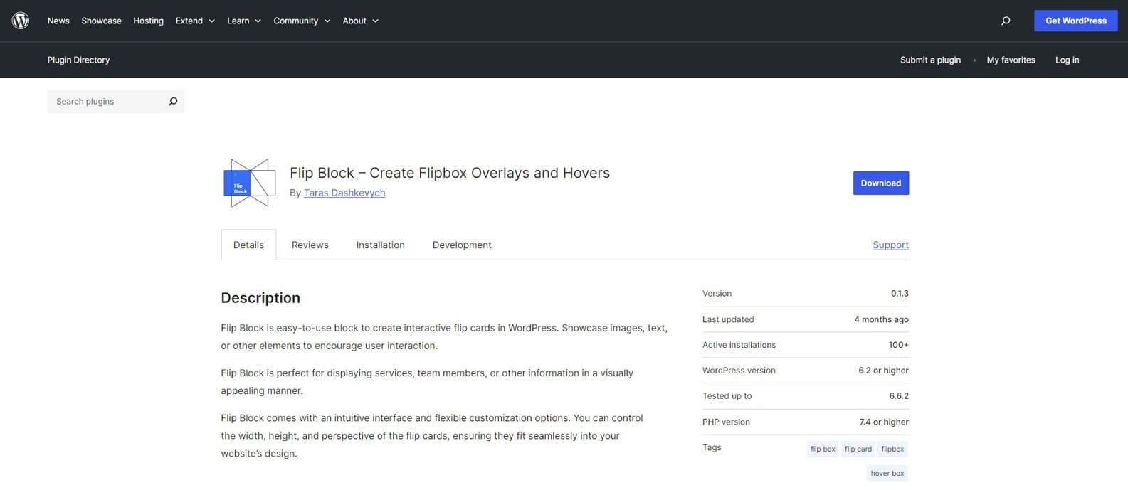 Imagem do Flip Block, um dos plugins flip box do WordPress com controle de largura e altura.