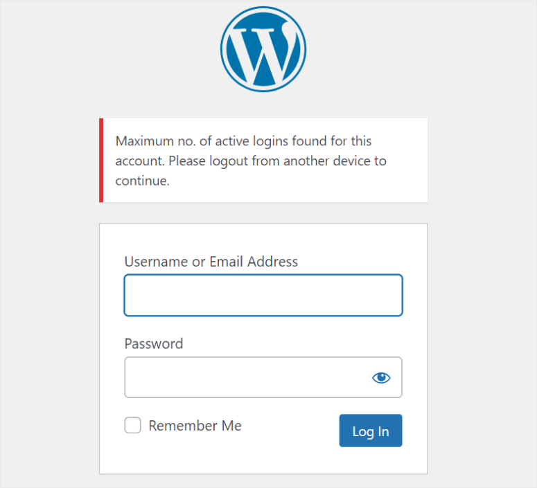 loggedin-blocked-login-example - IsItWP - เครื่องมือตรวจจับธีม WordPress ฟรี loggedin blocked login example