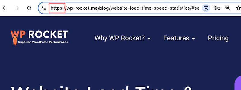 HTTPS の例 - 出典: WP Rocket